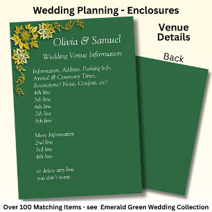 Tarjeta De Recepción Información del lugar de la boda - Verde esmeralda