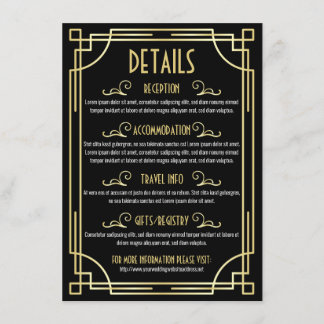 Tarjeta De Recepción Información del mapa del Boda Art Deco