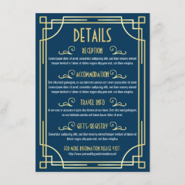 Tarjeta De Recepción Información del mapa del Boda Art Deco