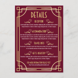 Tarjeta De Recepción Información del mapa del Boda Art Deco