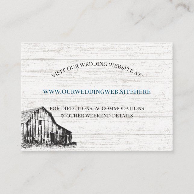 Tarjeta De Recepción Información del sitio web del Boda Farmhouse Count (Anverso)