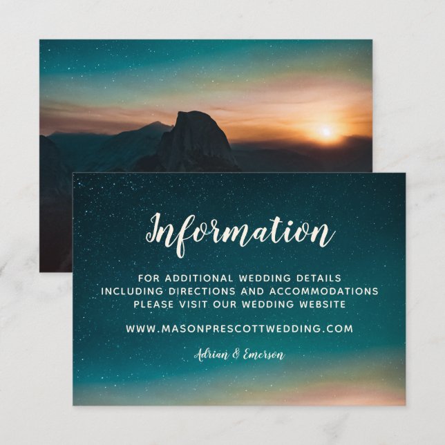 Tarjeta De Recepción Información del sitio web Night Sky Galaxy Mountai (Anverso / Reverso)