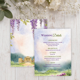 Tarjeta De Recepción Información detallada de la boda en el jardín de W