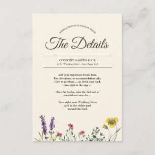 Tarjeta De Recepción Información detallada del Boda de flores botánicas
