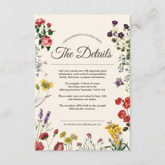 Tarjeta De Recepción Información detallada del Boda de flores silvestre