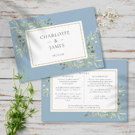 Tarjeta De Recepción Información detallada del Boda Dusty Blue Greenery