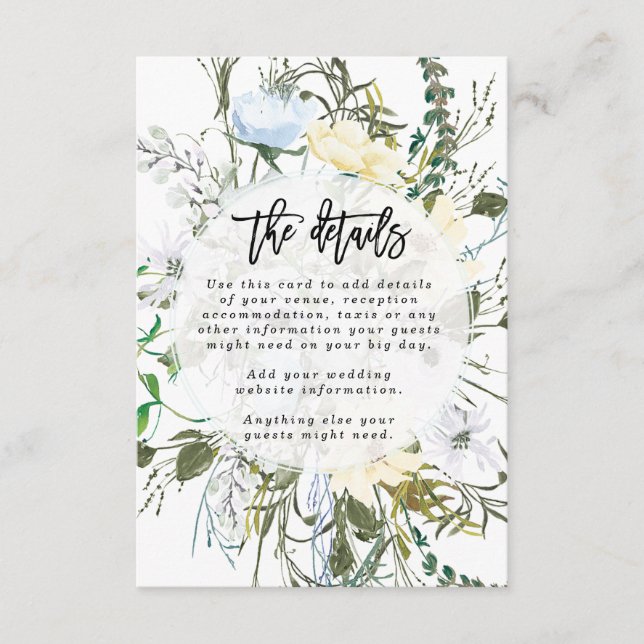 Tarjeta De Recepción información detallada del boda floral de flores si (Anverso)
