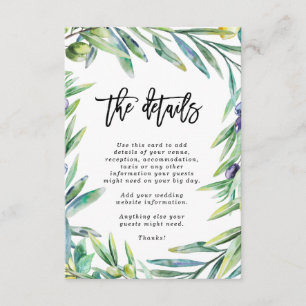 Tarjeta De Recepción Información detallada del boda Florencia Florencia