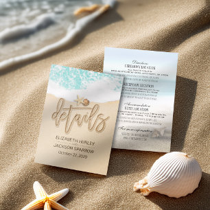 Tarjeta De Recepción Información detallada del boda Summer Beach Starfi