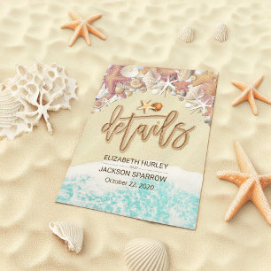 Tarjeta De Recepción Información detallada del boda Summer Beach Starfi