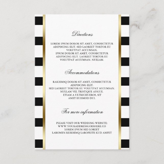 Tarjeta De Recepción Información detallada sobre el Boda de bandas blan (Anverso)