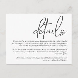 Tarjeta De Recepción Información detallada sobre el Boda de guiones de