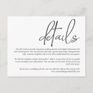 Tarjeta De Recepción Información detallada sobre el Boda de guiones de 