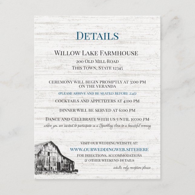 Tarjeta De Recepción Información detallada sobre el bosquejo de granjas (Anverso)