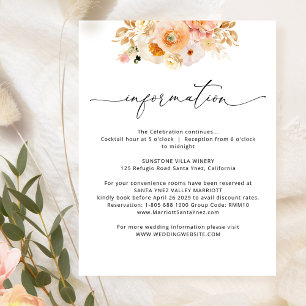 Tarjeta De Recepción Información / detalles del Boda elegante de Peach