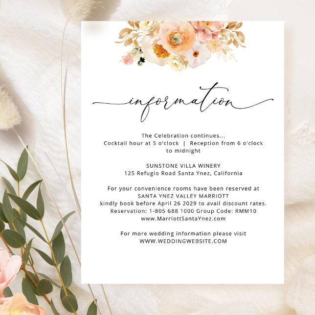 Tarjeta De Recepción Información / detalles del Boda elegante de Peach (Subido por el creador)
