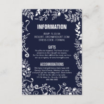 Información elegante de Boda floral azul de la Mar