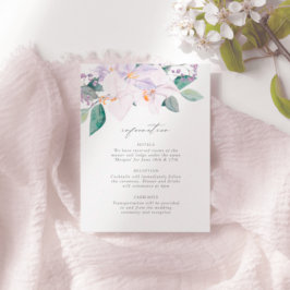Tarjeta De Recepción Información elegante del Boda de acuarela de Lilac