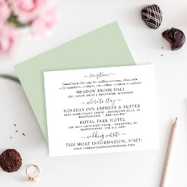 Tarjeta De Recepción Información elegante del Boda de caligrafía negra