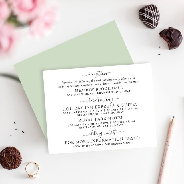 Tarjeta De Recepción Información elegante del Boda de caligrafía negra (Subido por el creador)
