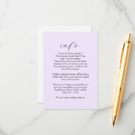 Tarjeta De Recepción Información elegante y simple del boda de lila