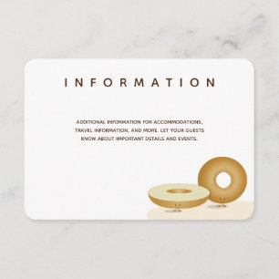 Tarjeta De Recepción Información feliz de crema blanca de Bagel Boda