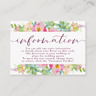 Tarjeta De Recepción Información floral de Blooming Chic Mint & Blush