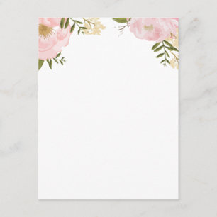 Tarjeta De Recepción Información floral de la boda del rosa moderno del