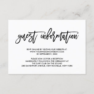 Tarjeta De Recepción Información indicada con letras de la huésped de