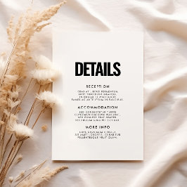 Tarjeta De Recepción Información minimalista de invitado simple