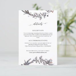 Tarjeta De Recepción Información minimalista sobre el boda Dusty Blue e