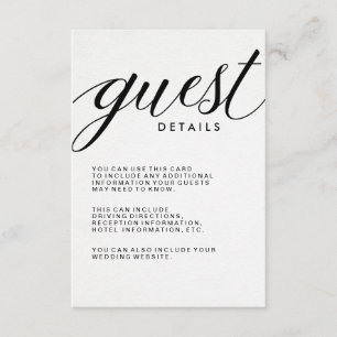 Tarjeta De Recepción Información moderna simple de la huésped de la