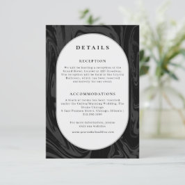 Tarjeta De Recepción Información moderna sobre bodas de mármol negro