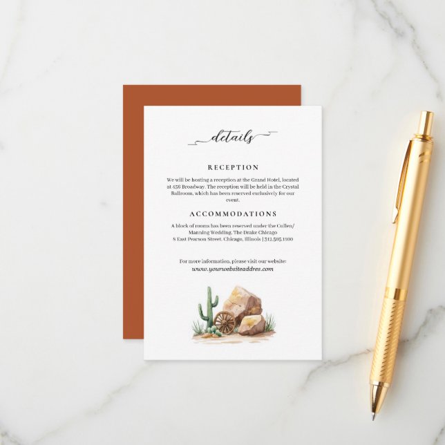 Tarjeta De Recepción Información moderna sobre el desierto silvestre de (Anverso/Reverso In Situ)