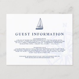 Tarjeta De Recepción Información para invitados de boda de barco de vel