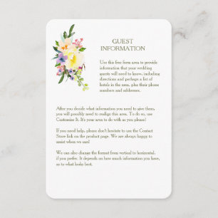 Tarjeta De Recepción Información para Invitados de Boda Floral de Otoño