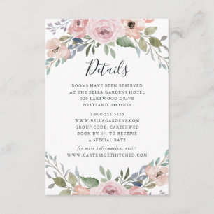 Tarjeta De Recepción Información para invitados de boda floral rosa pol