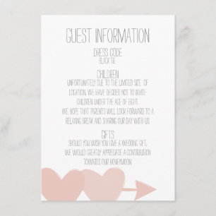 Tarjeta De Recepción Información para invitados de dos corazones