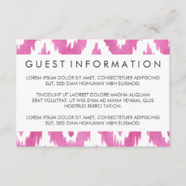 Tarjeta De Recepción Información para invitados de Hot Pink Ikat