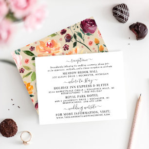 Tarjeta De Recepción Información ruidosa sobre Bodas florales en Borgoñ