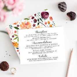 Tarjeta De Recepción Información rusa sobre el Boda floral de Borgoña e