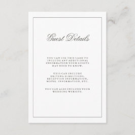 Tarjeta De Recepción Información sencilla sobre los huéspedes en Boda b