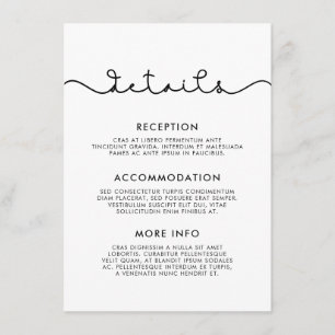Tarjeta De Recepción Información simple y linda para invitados de boda