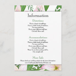 Tarjeta De Recepción Información sobre Boda Floral de Lirio Rosa
