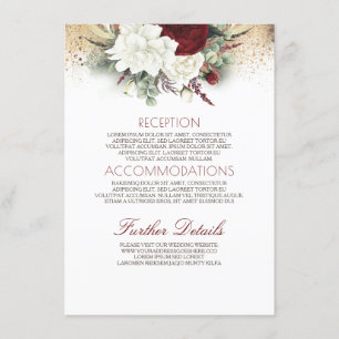 Tarjeta De Recepción Información sobre Bodas florales blancos y rojos d