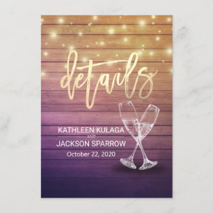 Tarjeta De Recepción Información sobre bodas Gafas de champán Madera