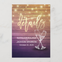 Tarjeta De Recepción Información sobre bodas Gafas de champán Madera