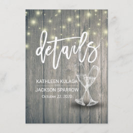 Tarjeta De Recepción Información sobre bodas Gafas de champán Madera
