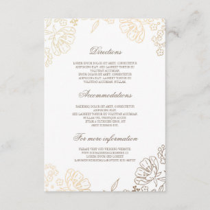 Tarjeta De Recepción Información sobre Bodas Vintage Gold Floral