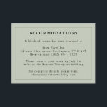 Tarjeta De Recepción Información sobre el alojamiento en el Hotel Eucal<br><div class="desc">Incluya estas tarjetas para informar a sus huéspedes de fuera de la ciudad acerca del Hotel Accommodations. Características de las tarjetas Eucalyptus / Olive Green y elegante tipografía serif que proporcionan toda la información necesaria. Diseñado para coordinar con nuestra colección de Bodas Minimal Greenery. Personalice la información con los campos...</div>